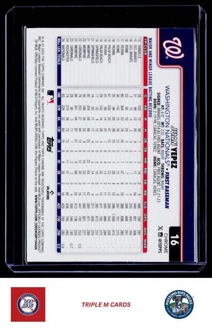 2025 Topps Chrome #16 Juan Yepez RayWave Refractors