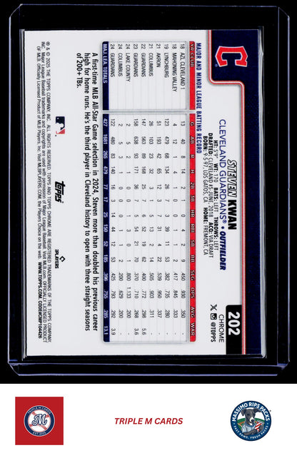 2025 Topps Chrome #202 Steven Kwan RayWave Refractors