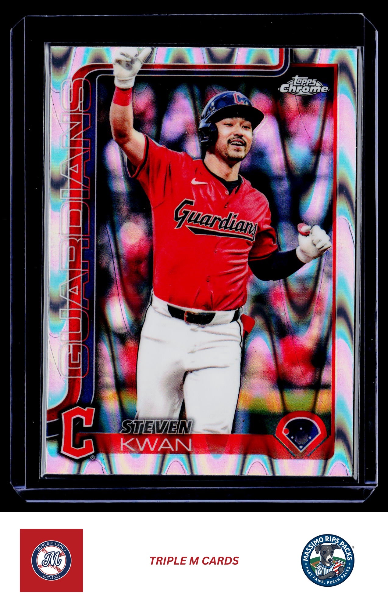 2025 Topps Chrome #202 Steven Kwan RayWave Refractors
