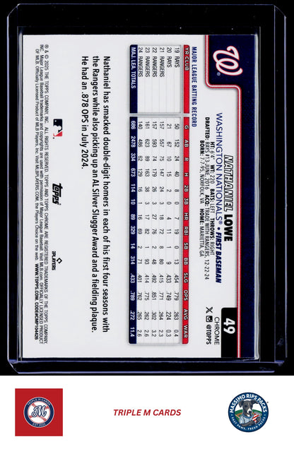 2025 Topps Chrome #49 Nathaniel Lowe RayWave Refractors