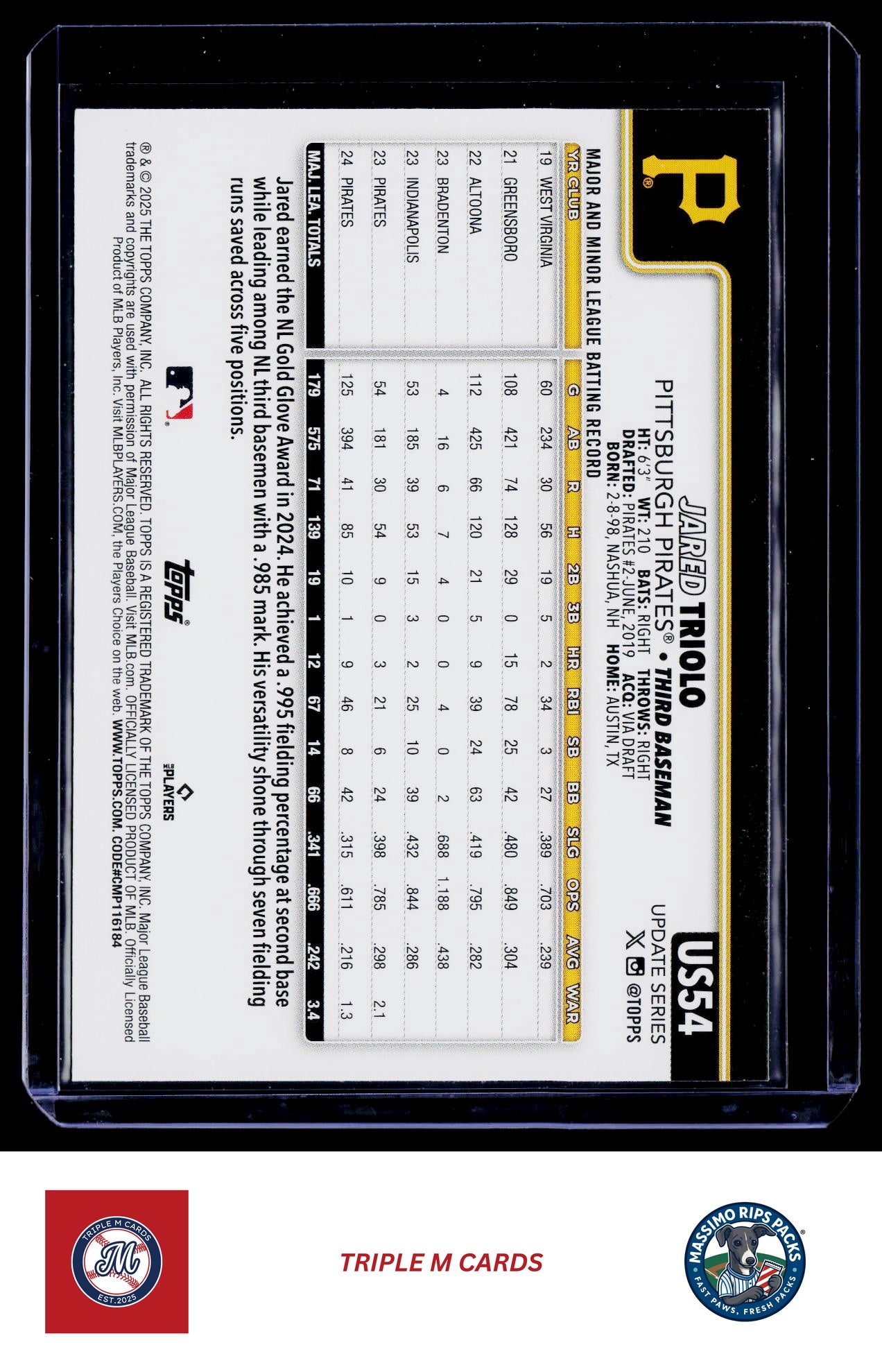 2025 Topps Update #US54 Jared Triolo Holiday