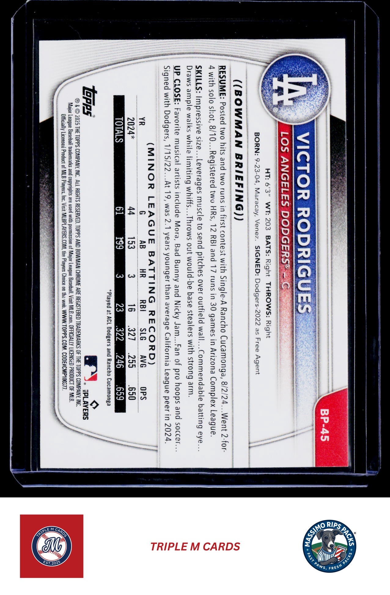 2025 Bowman #BP-45 Victor Rodrigues Prospects