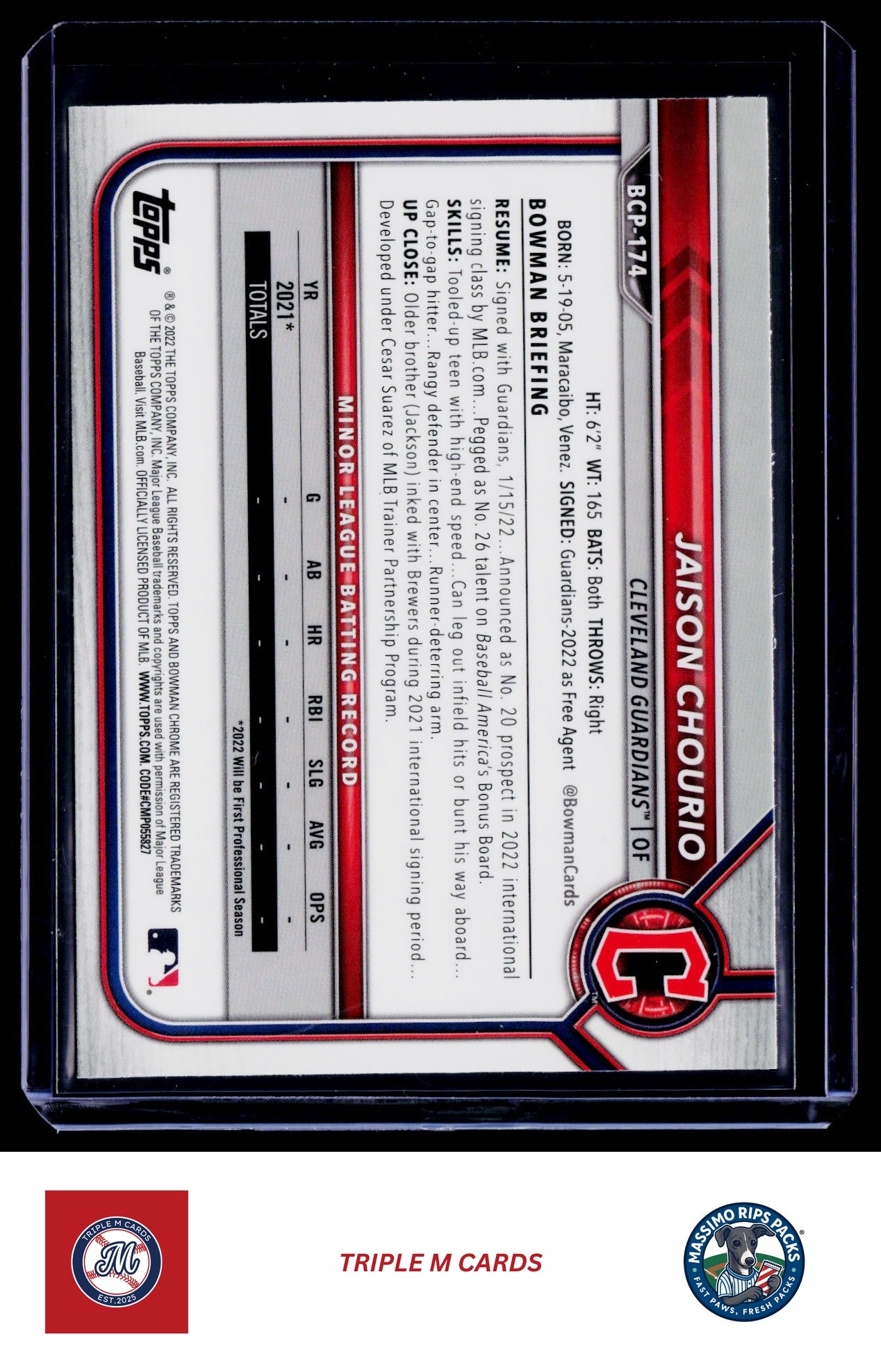 2022 Bowman Chrome #BCP-174 Jaison Chourio Prospects