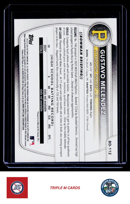 2025 Bowman Draft #BD-112 Gustavo Melendez