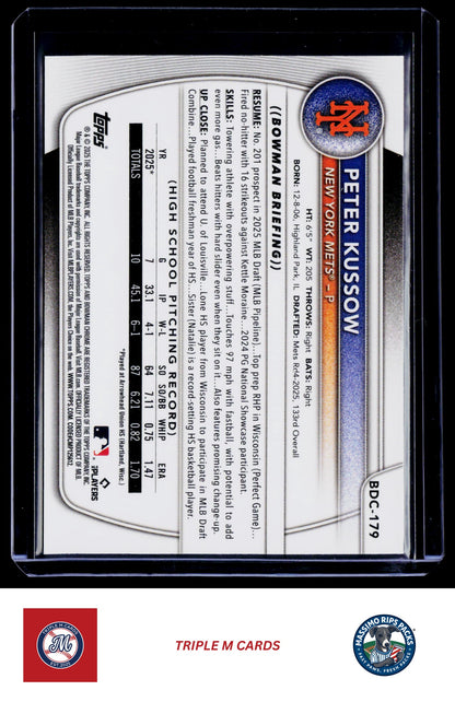 2025 Bowman Draft #BDC-179 Peter Kussow Chrome