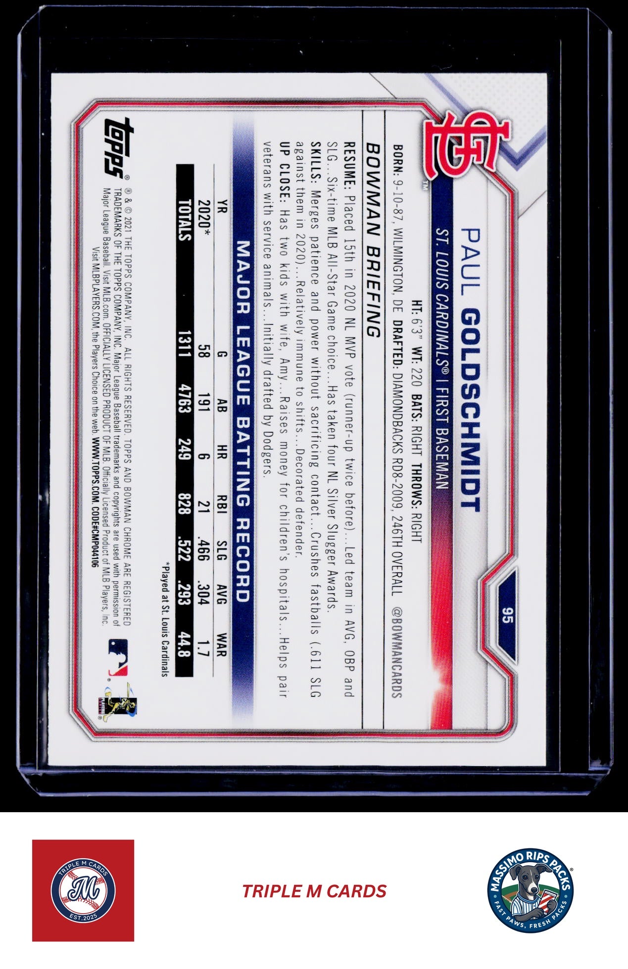 2021 Bowman #95 Paul Goldschmidt