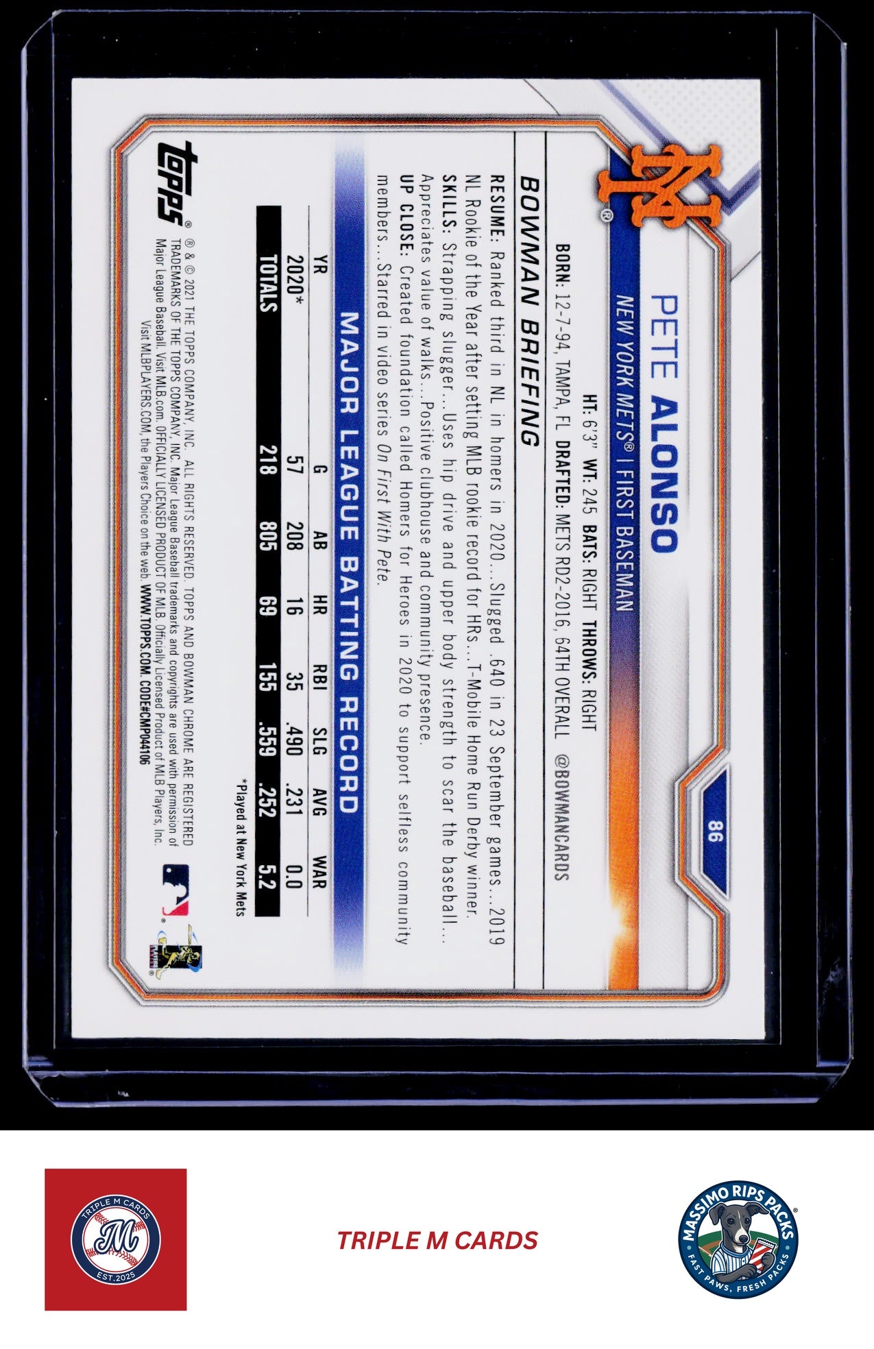 2021 Bowman #86 Pete Alonso