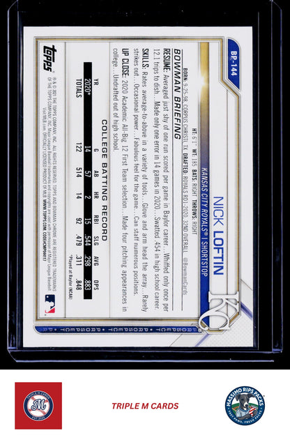 2021 Bowman #BP-144 Nick Loftin Prospects