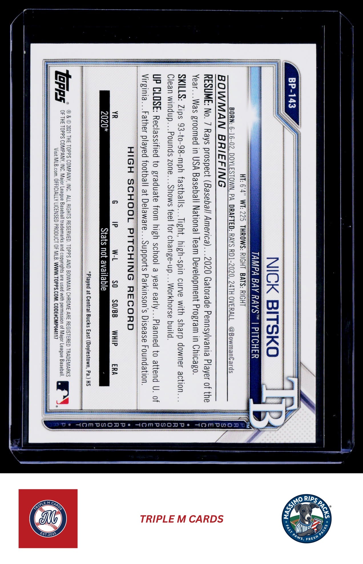2021 Bowman #BP-143 Nick Bitsko Prospects