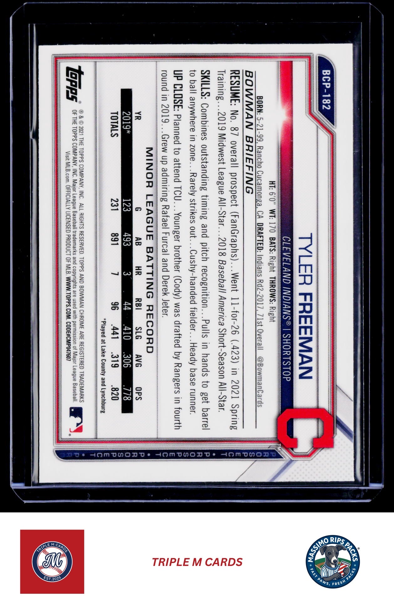 2021 Bowman Chrome #BCP-182 Tyler Freeman Prospects