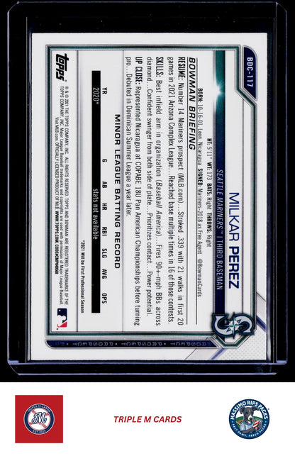 2021 Bowman Draft #BDC-117 Milkar Perez Chrome