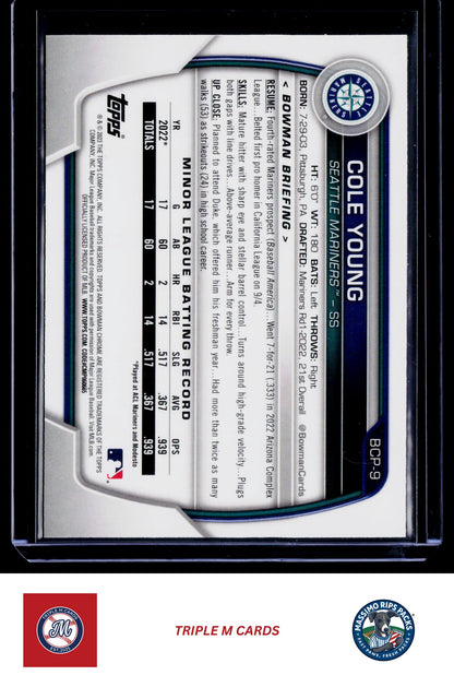 2023 Bowman #BCP-9 Cole Young Chrome Prospects