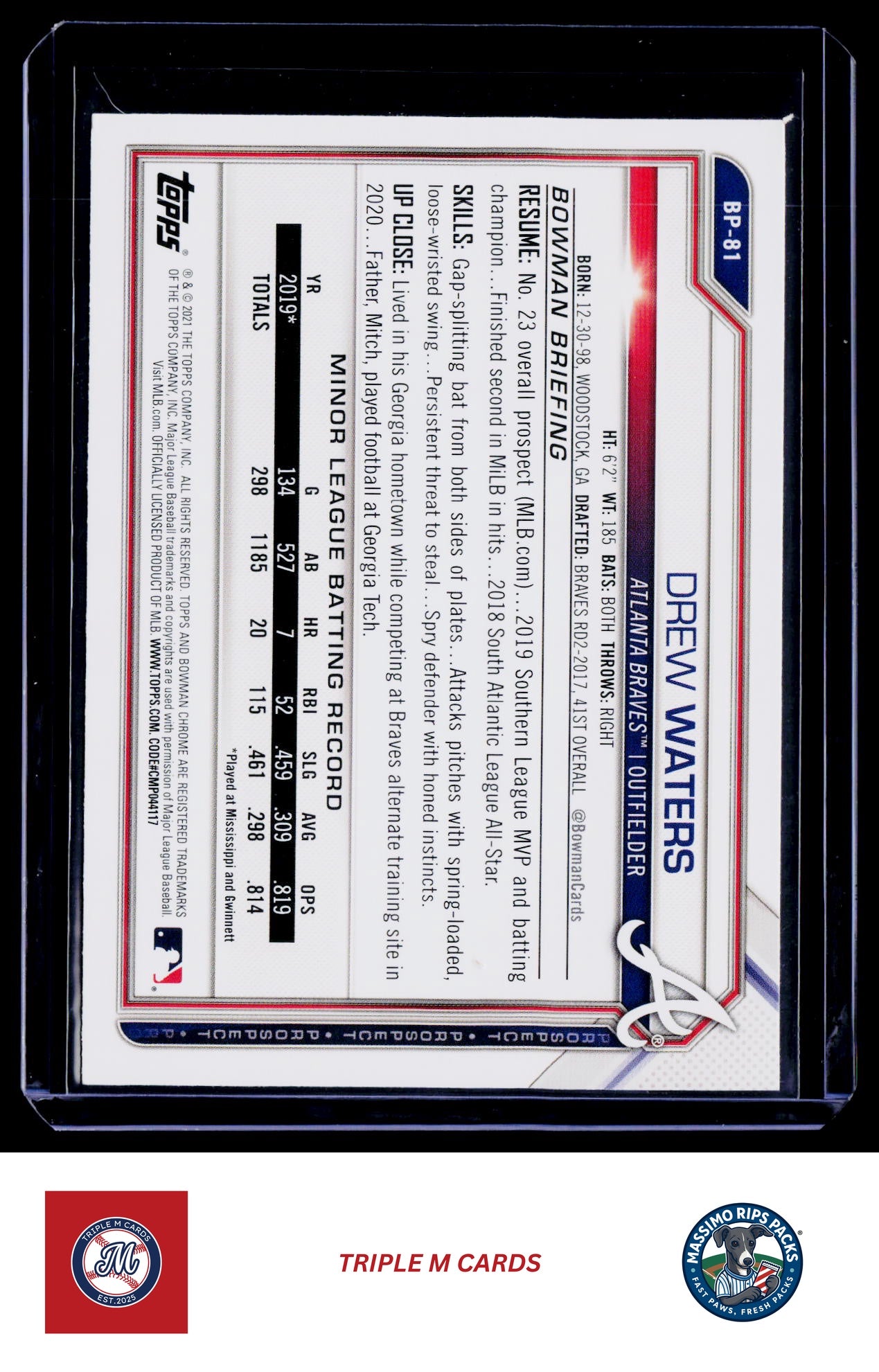 2021 Bowman #BP-81 Drew Waters Prospects