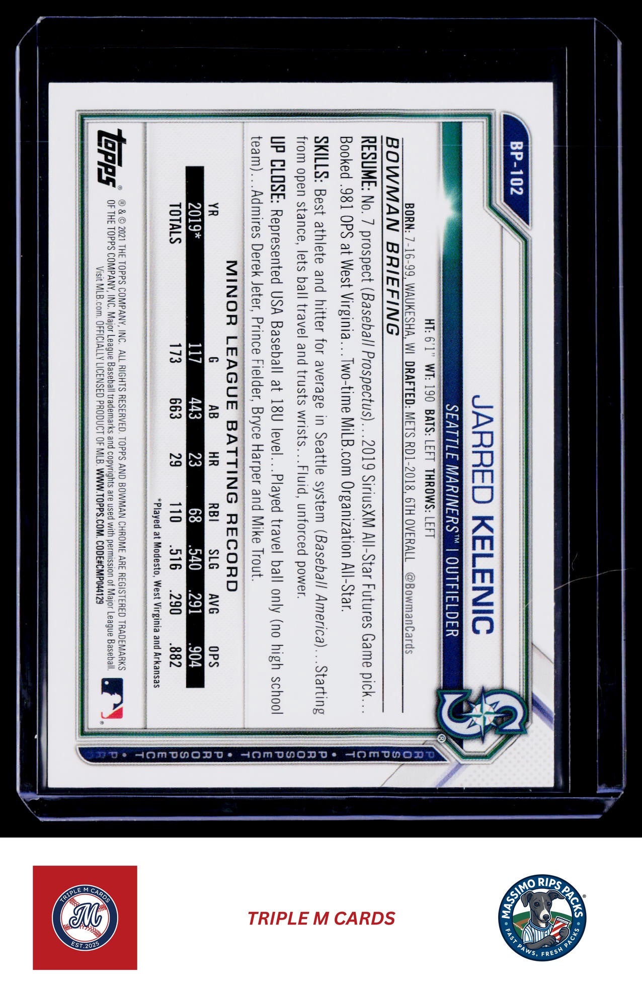 2021 Bowman #BP-102 Jarred Kelenic Prospects