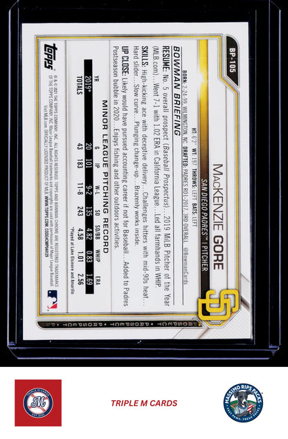 2021 Bowman #BP-105 MacKenzie Gore Prospects
