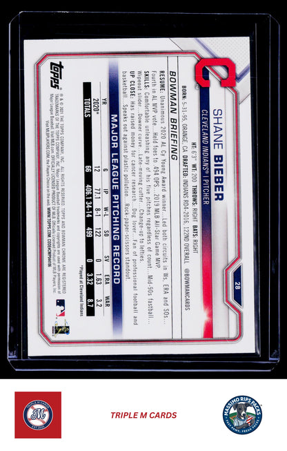 2021 Bowman #28 Shane Bieber