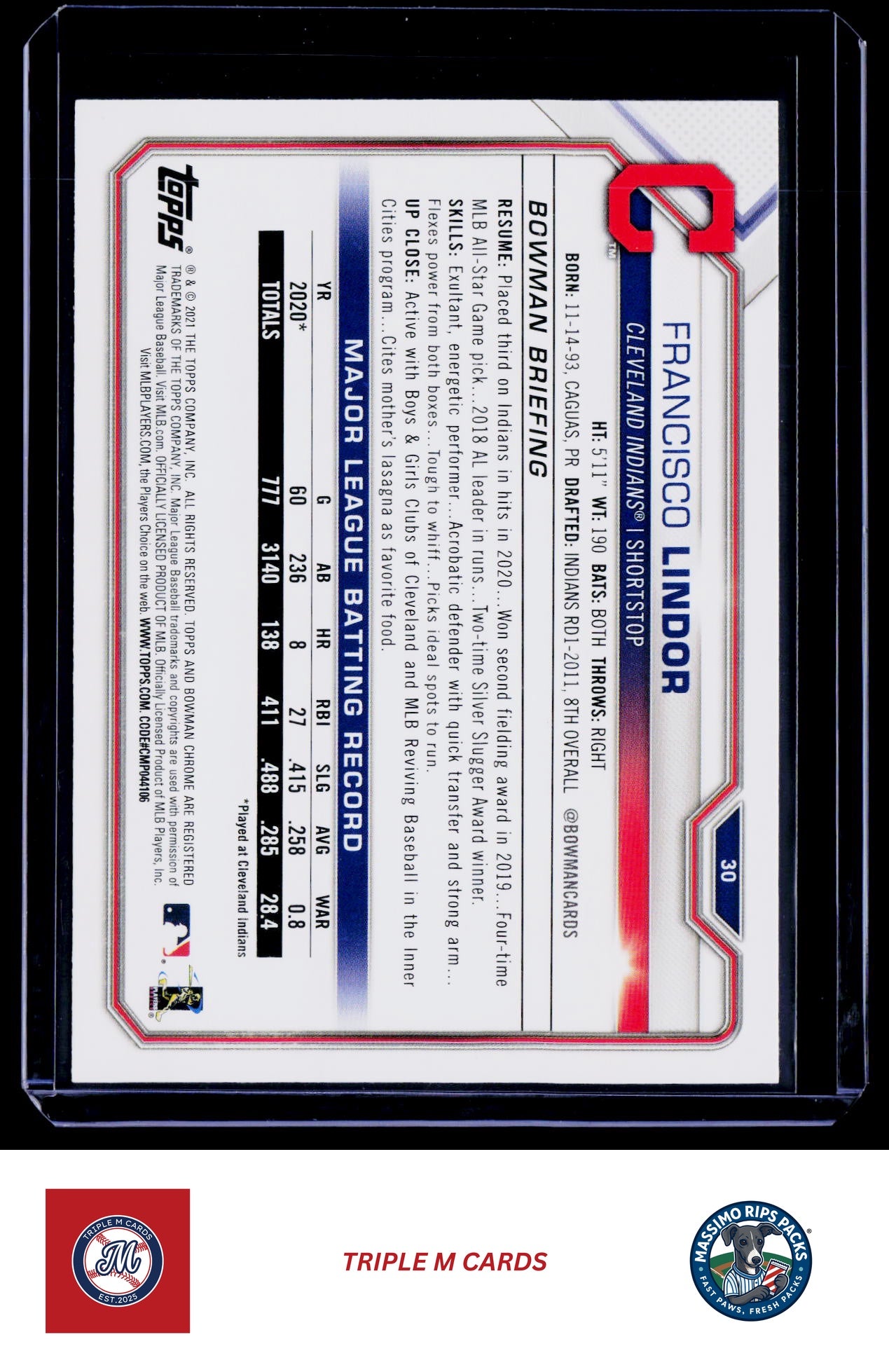 2021 Bowman #30 Francisco Lindor