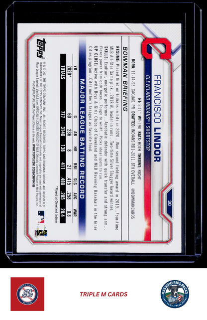 2021 Bowman #30 Francisco Lindor
