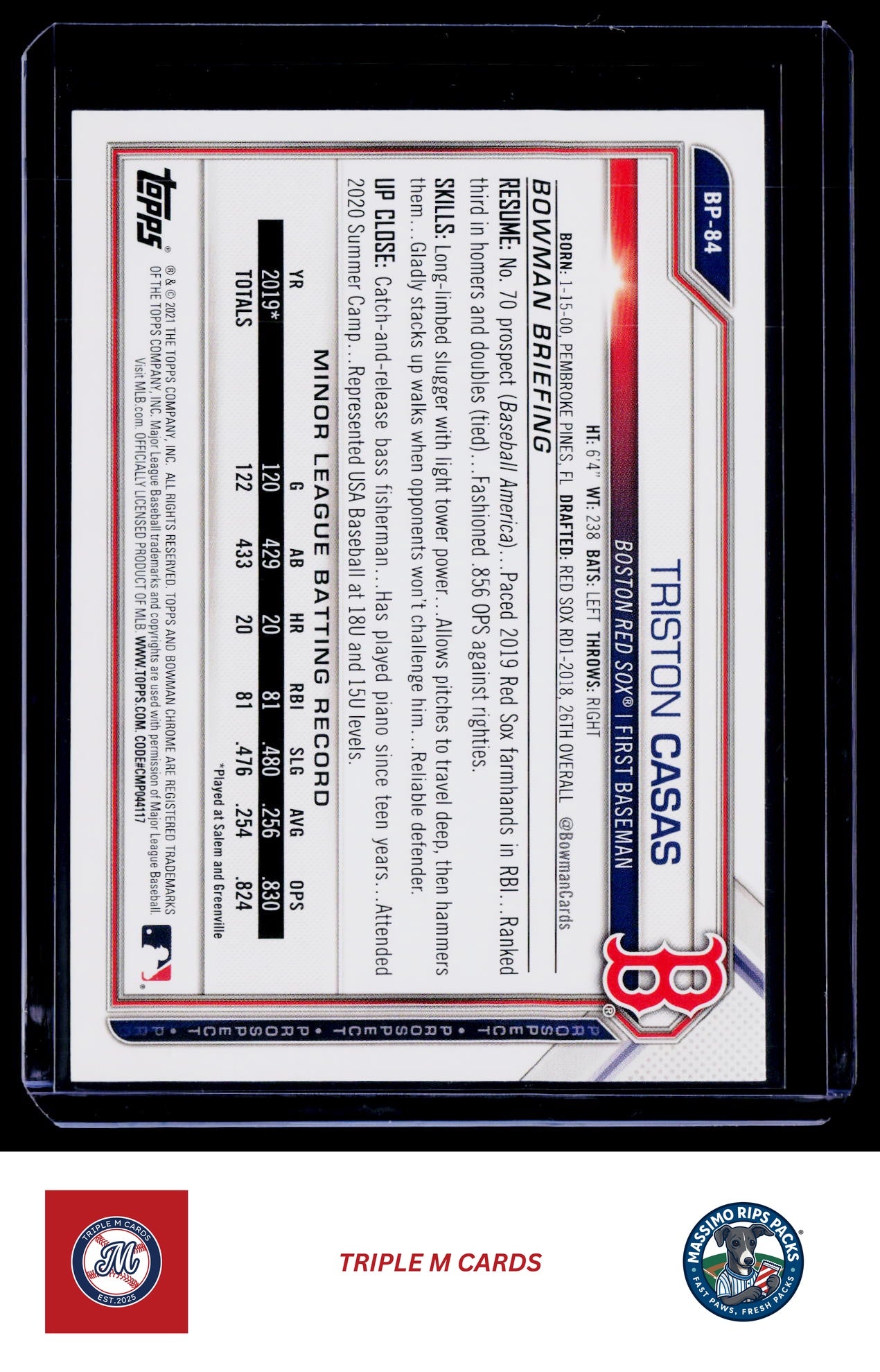 2021 Bowman #BP-84 Triston Casas Prospects