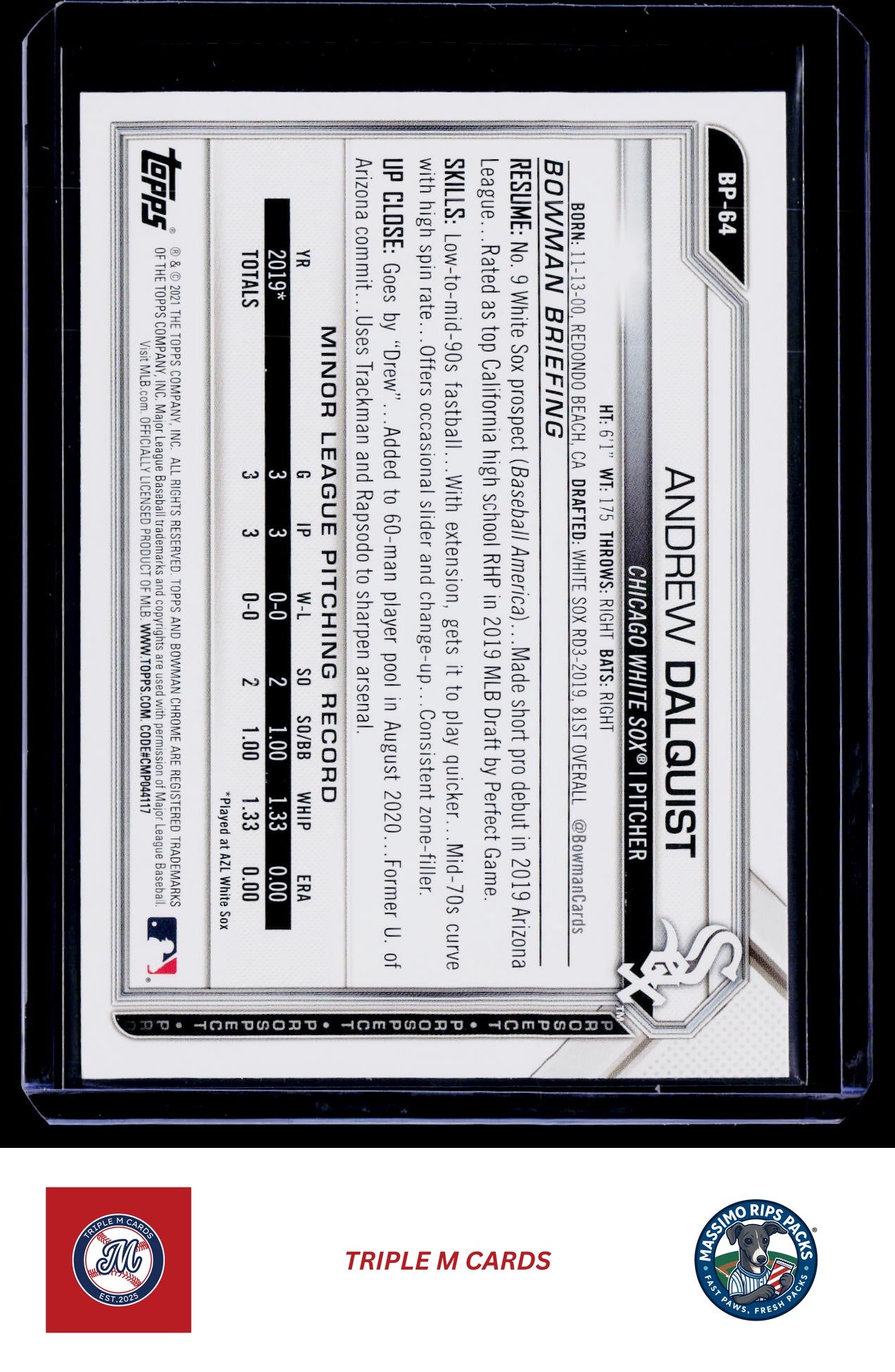 2021 Bowman #BP-64 Andrew Dalquist Prospects