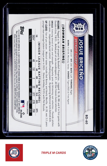 2025 Bowman Draft #BD-60 Josue Briceño