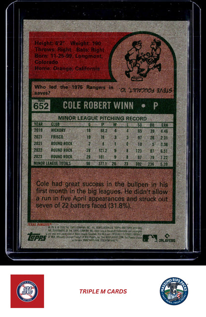 2024 Topps Heritage #652c Cole Winn