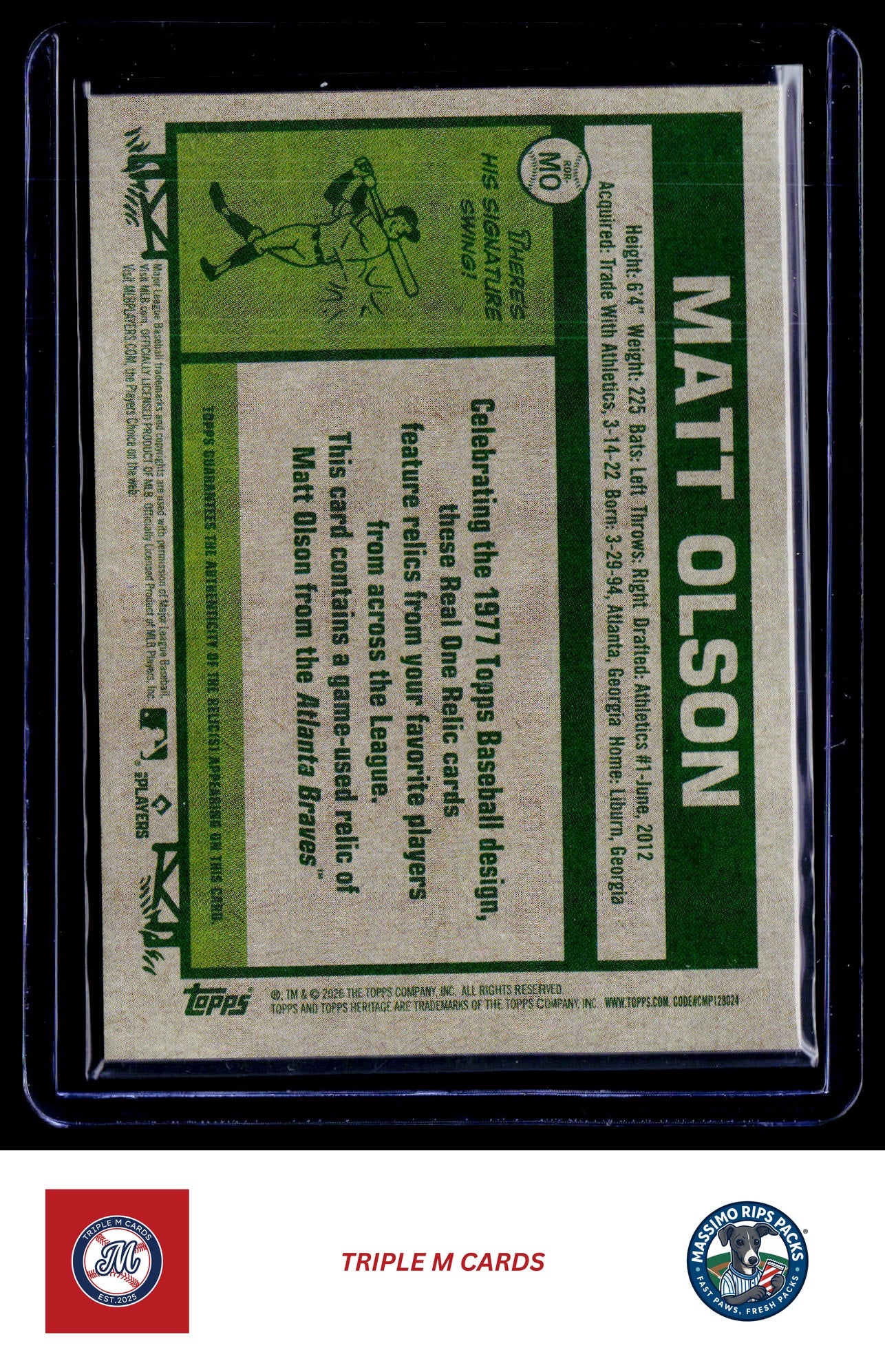 2026 Topps Heritage #ROR-MO Matt Olson Real One Relics