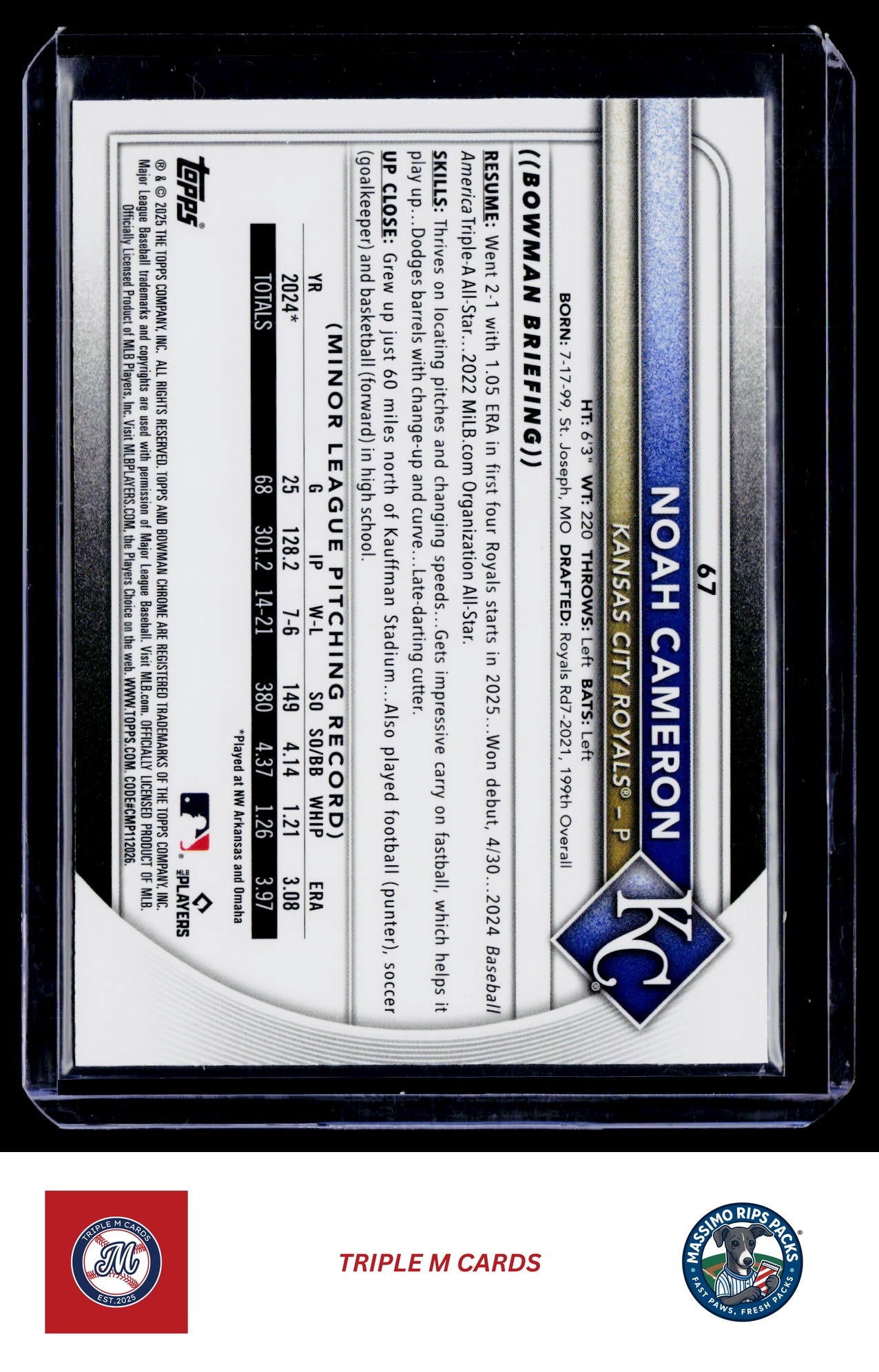 2025 Bowman Chrome #67 Noah Cameron Geometric #/499