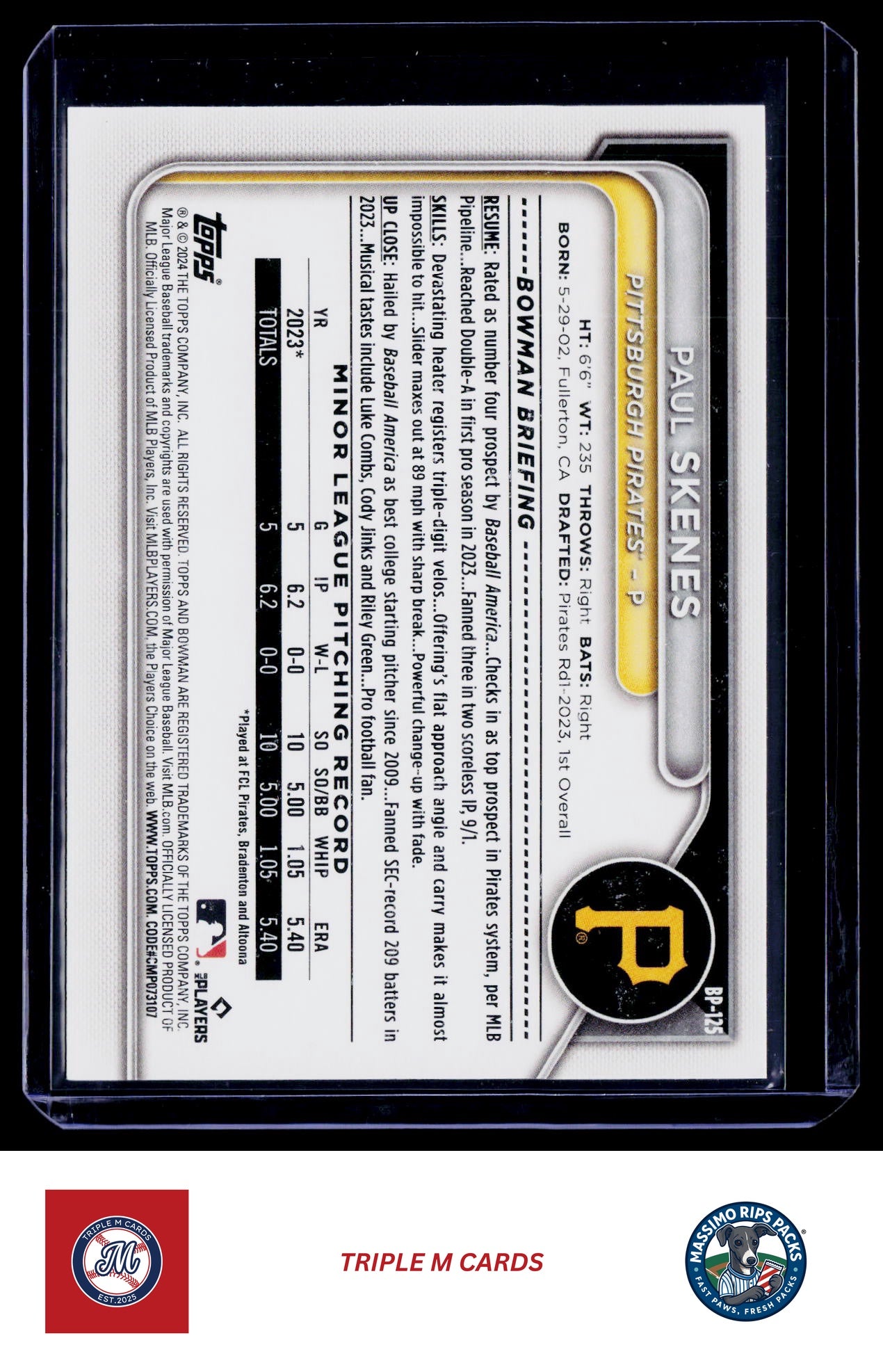 2024 Bowman #BP-125 Paul Skenes Prospects