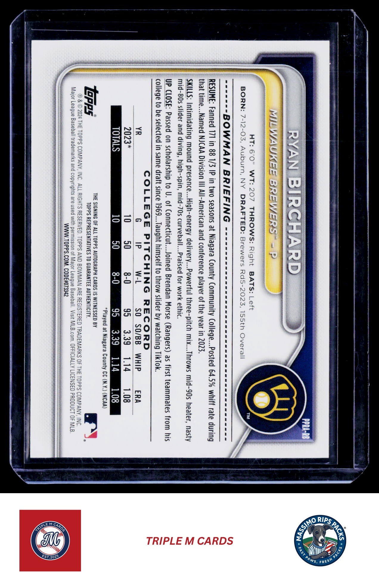 2024 Bowman #PPRA-RB Ryan Birchard Prospect Autographs