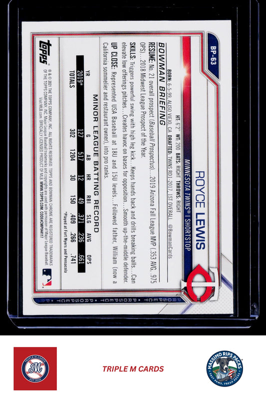 2021 Bowman #BP-63 Royce Lewis Prospects