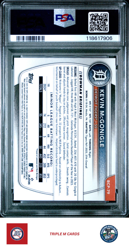 2025 Bowman #BCP-79 Kevin McGonigle Chrome Prospects PSA 9