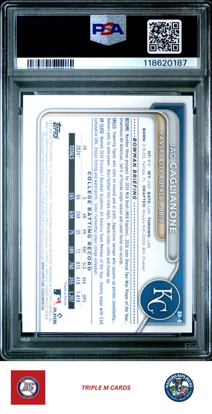 2024 Bowman Draft #BD-8 Jac Caglianone PSA 9