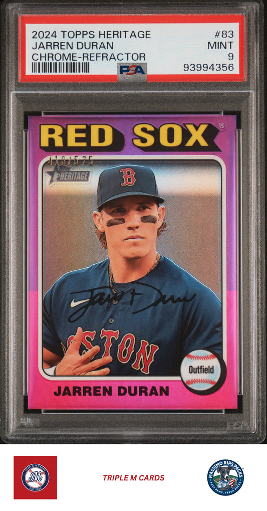 2024 Topps Heritage #83 Jarren Duran Chrome Refractor PSA 9 #/575
