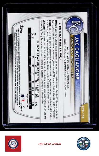 2025 Bowman #BCP-103 Jac Caglianone Chrome Prospects