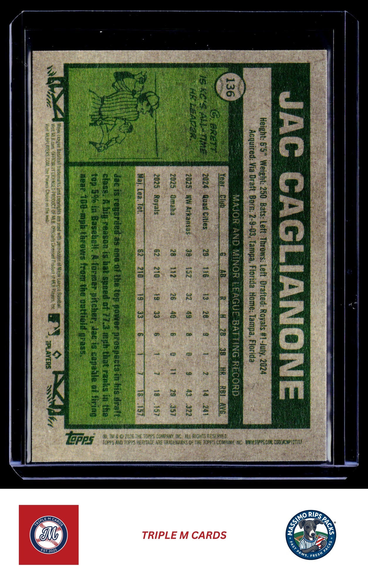 2026 Topps Heritage #136 Jac Caglianone Chrome