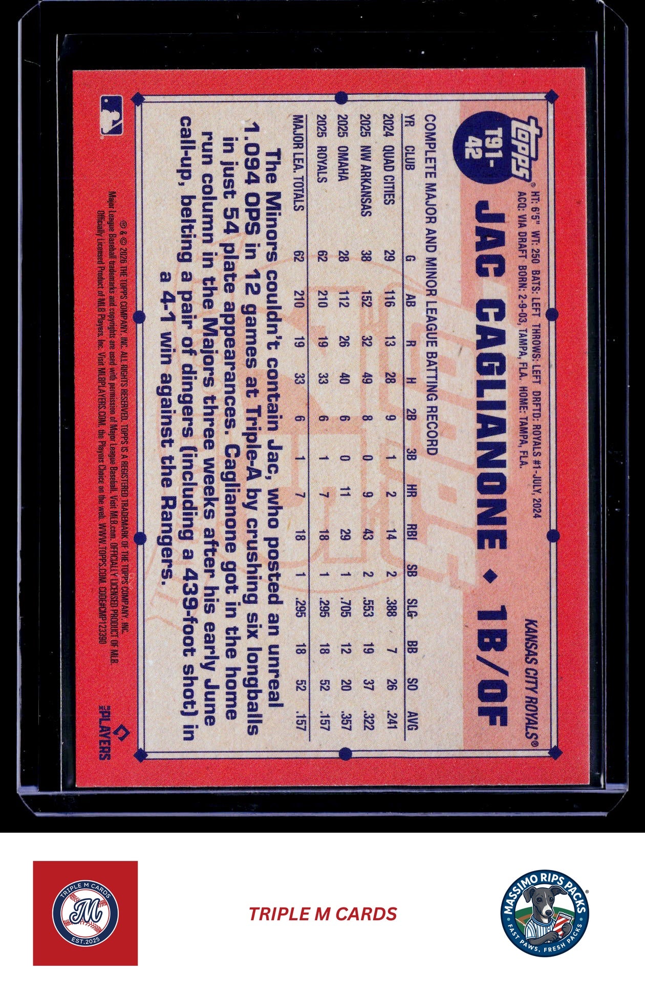 2026 Topps #T91-42 Jac Caglianone