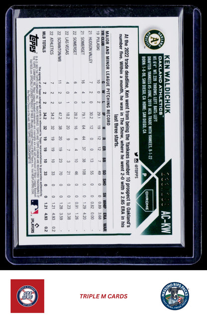 2023 Topps Chrome Update #AC-KW Ken Waldichuk Autographs Gold Wave #/50