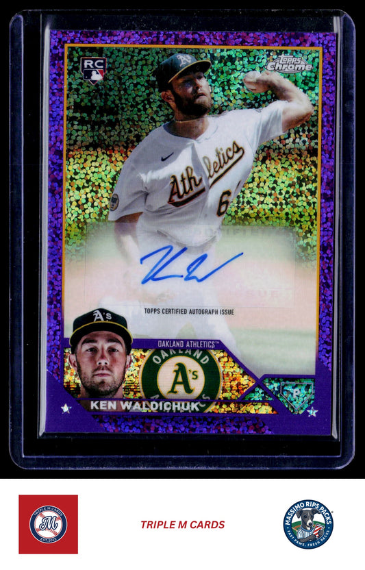2023 Topps Chrome Update #AC-KW Ken Waldichuk Autographs Gold Wave #/50