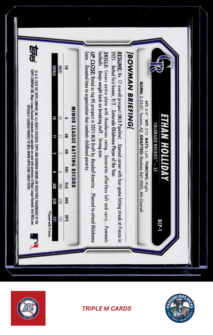 2026 Bowman #BCP-1 Ethan Holliday Chrome Prospects