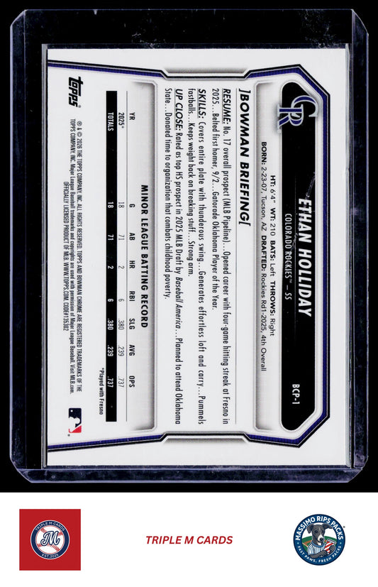 2026 Bowman #BCP-1 Ethan Holliday Chrome Prospects