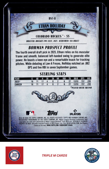 2026 Bowman #BST-11 Ethan Holliday Bowman Sterling