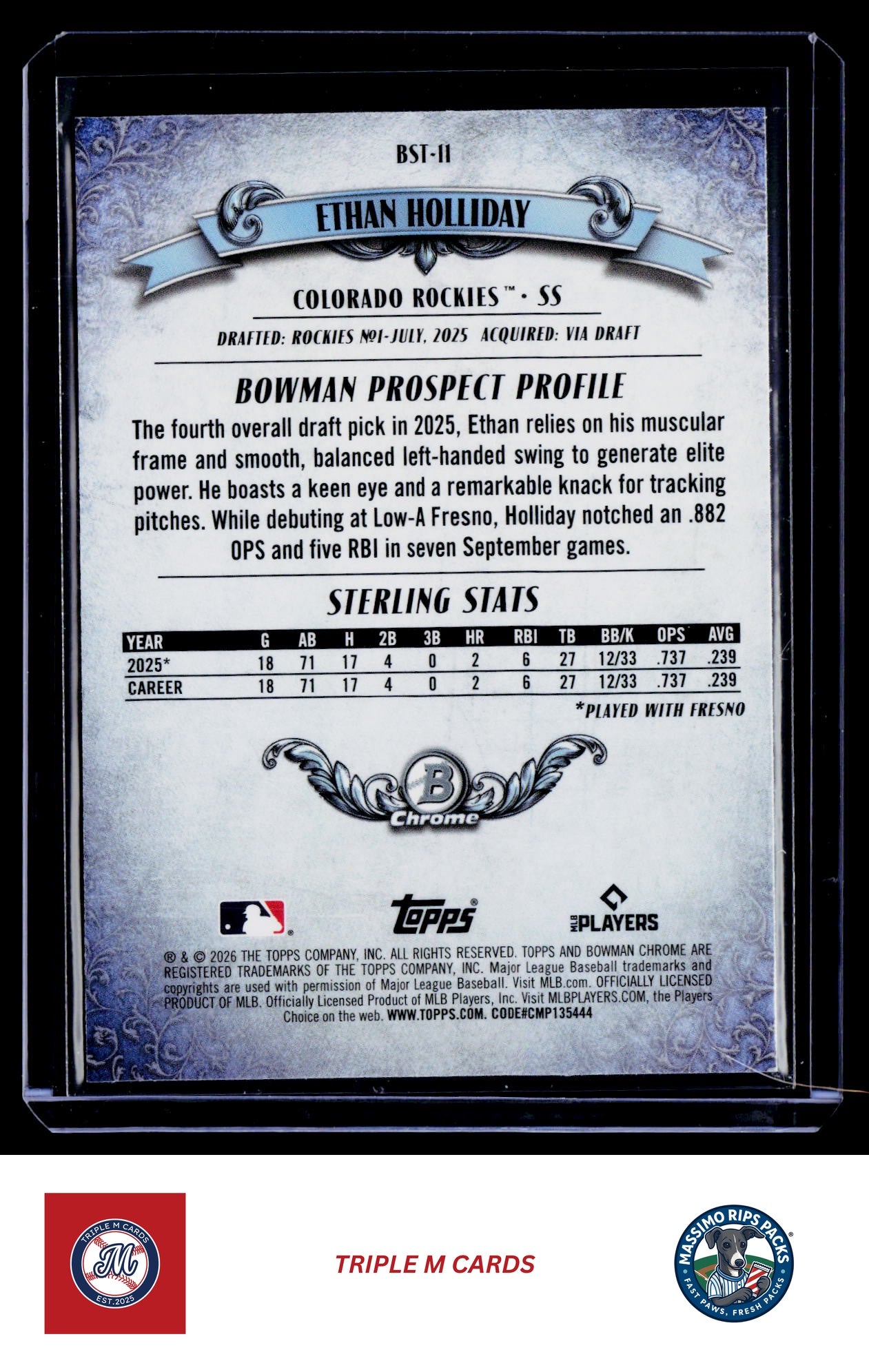 2026 Bowman #BST-11 Ethan Holliday Bowman Sterling