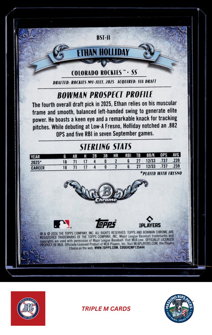 2026 Bowman #BST-11 Ethan Holliday Bowman Sterling