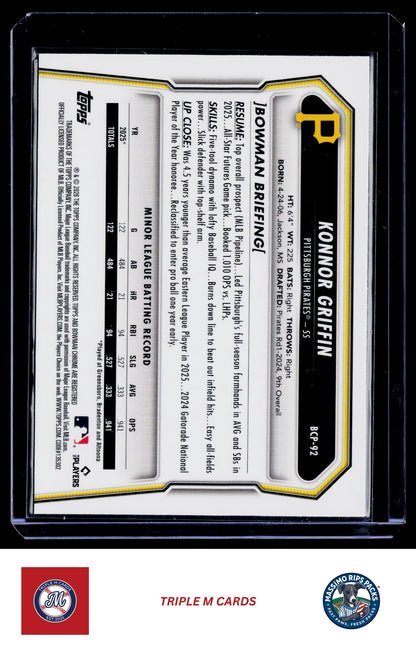 2026 Bowman #BCP-92 Konnor Griffin Chrome Prospects