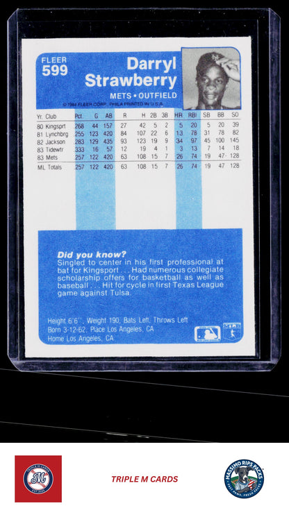 1984 Fleer #599 Darryl Strawberry