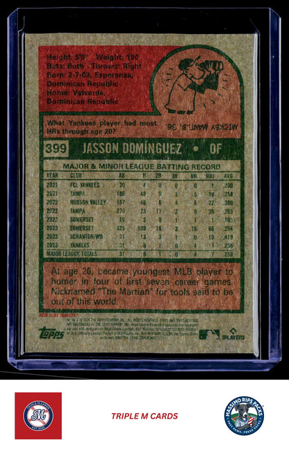 2024 Topps Heritage #399 Jasson Domínguez Chrome Silver Refractor #/375