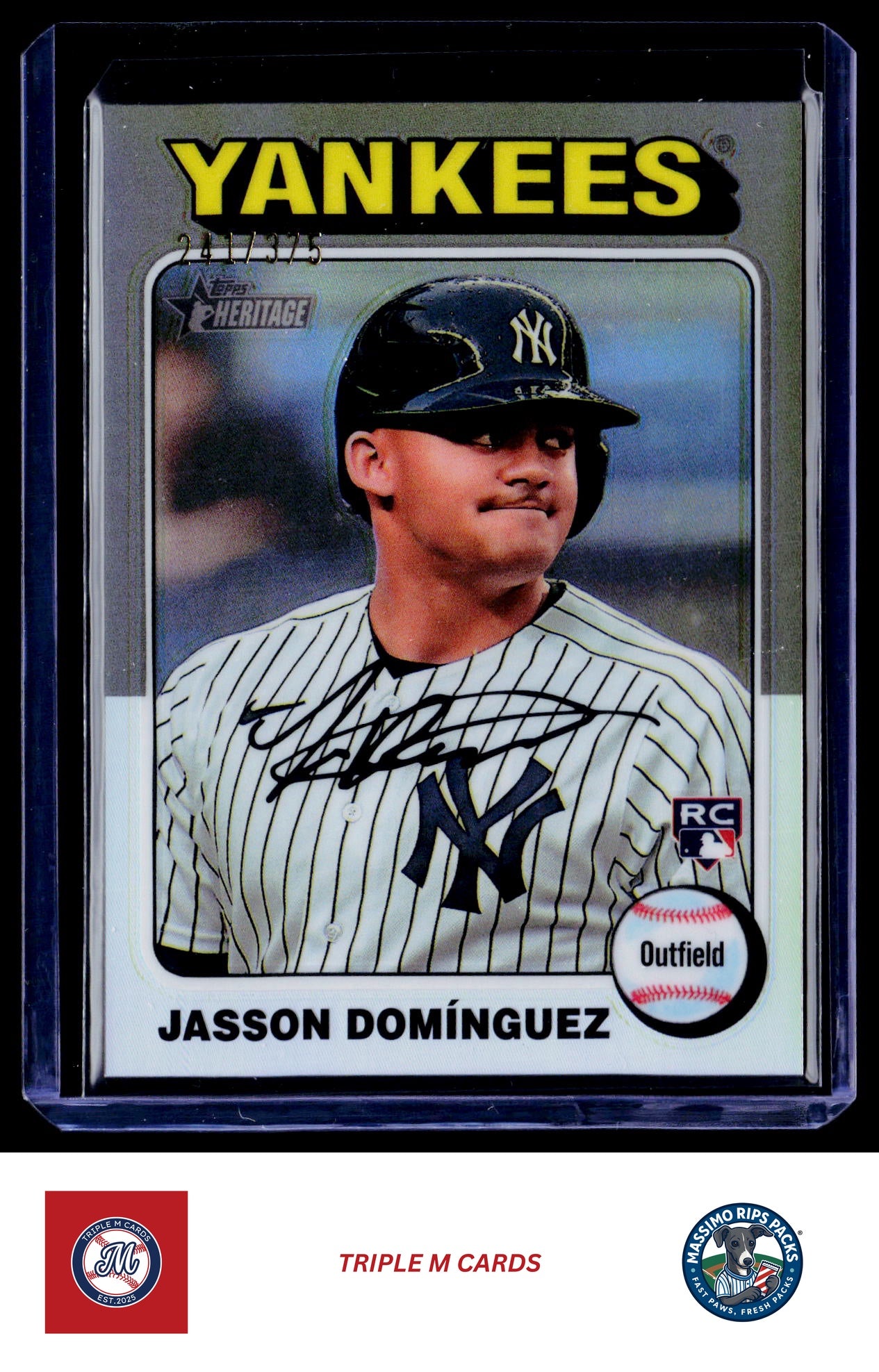2024 Topps Heritage #399 Jasson Domínguez Chrome Silver Refractor #/375