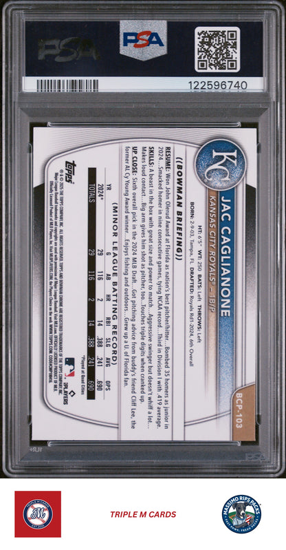 2025 Bowman #BCP-103 Jac Caglianone PSA 9