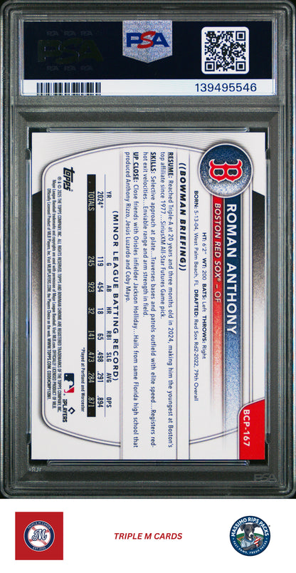 2025 Bowman Chrome #BCP-167 Roman Anthony Prospects Geometric PSA 9 #/499